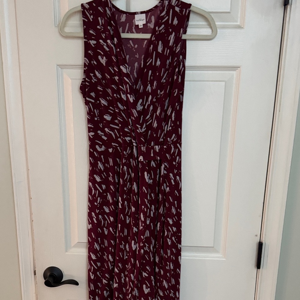 Kaileigh Burgundy and Cream Patterned Midi Dress Stitch Fix